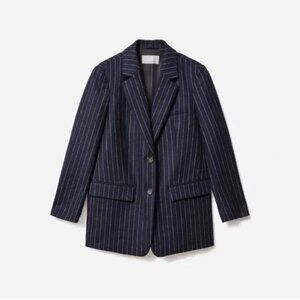 Everlane, The Oversized Blazer in Wool, Navy Pinstripe, Sz 0